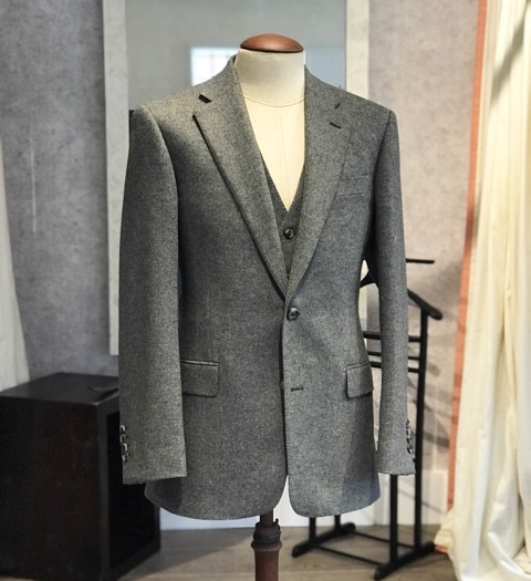 tweed 3 piece suit grey