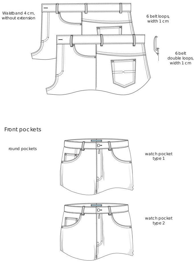 Waistband and front pockets